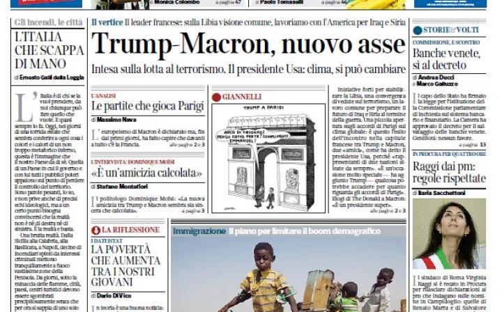 Copertina Corriere della Sera